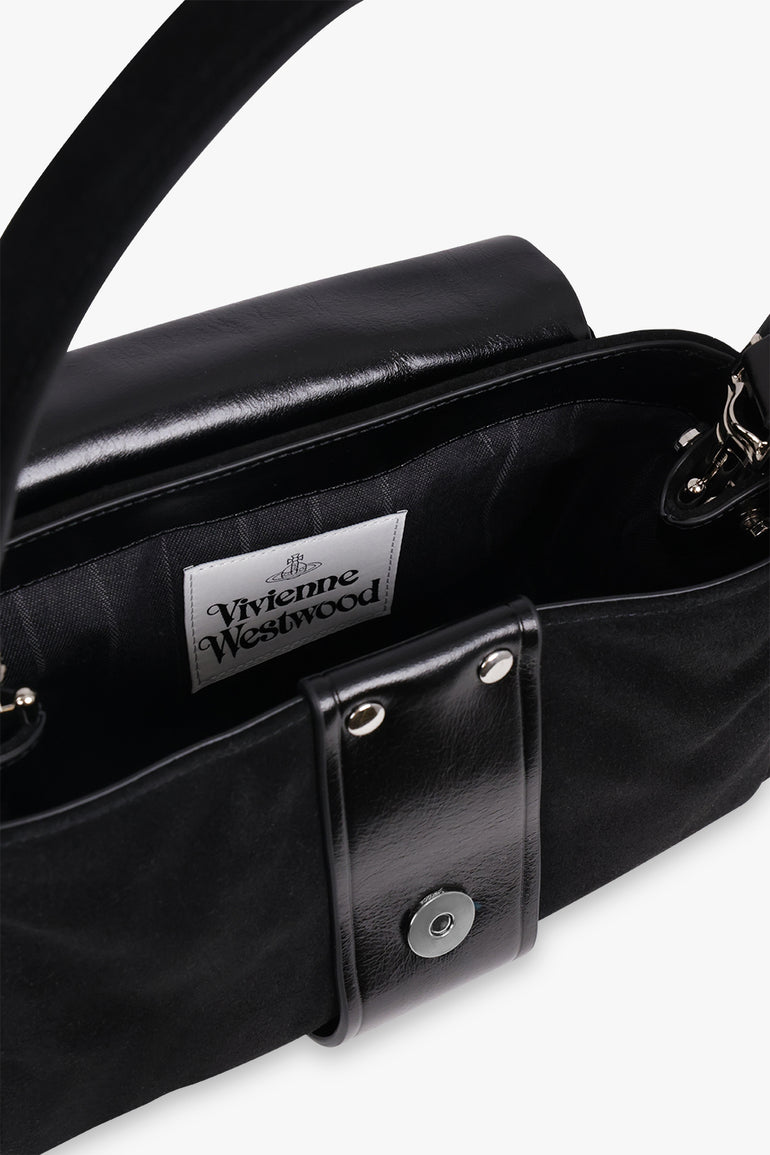 VIVIENNE WESTWOOD BAGS BLACK / Black Hazel Suede Treasure Handbag | Black