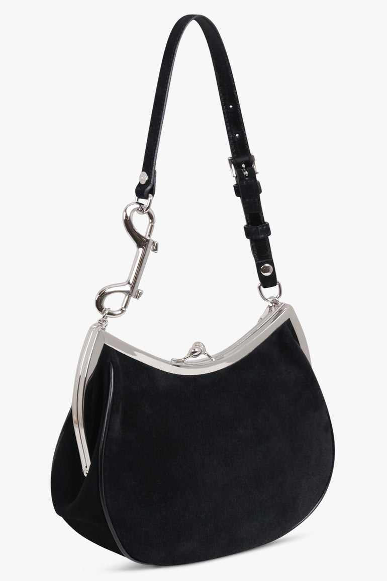 VIVIENNE WESTWOOD BAGS BLACK / Black/Silver Charm Frame Suede Purse | Black/Silver