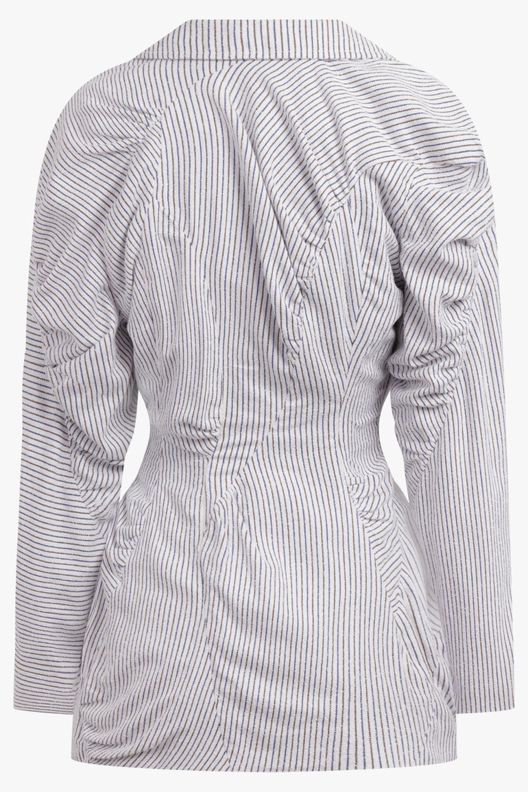 VIVIENNE WESTWOOD RTW Cloud Pinstripe Jacket | Blue/Brown Stripe
