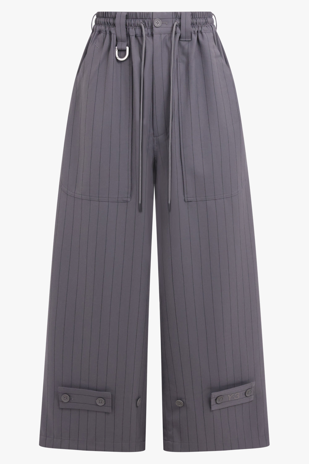 Y-3 RYW Pinstripe Cropped Wide-Leg Trouser | Granit/Black