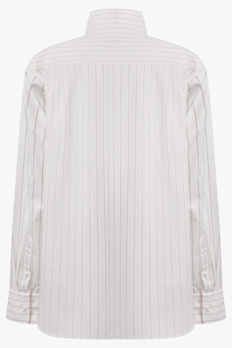 PHOEBE PHILO RTW Upright Collar Shirt | White/Bordeaux