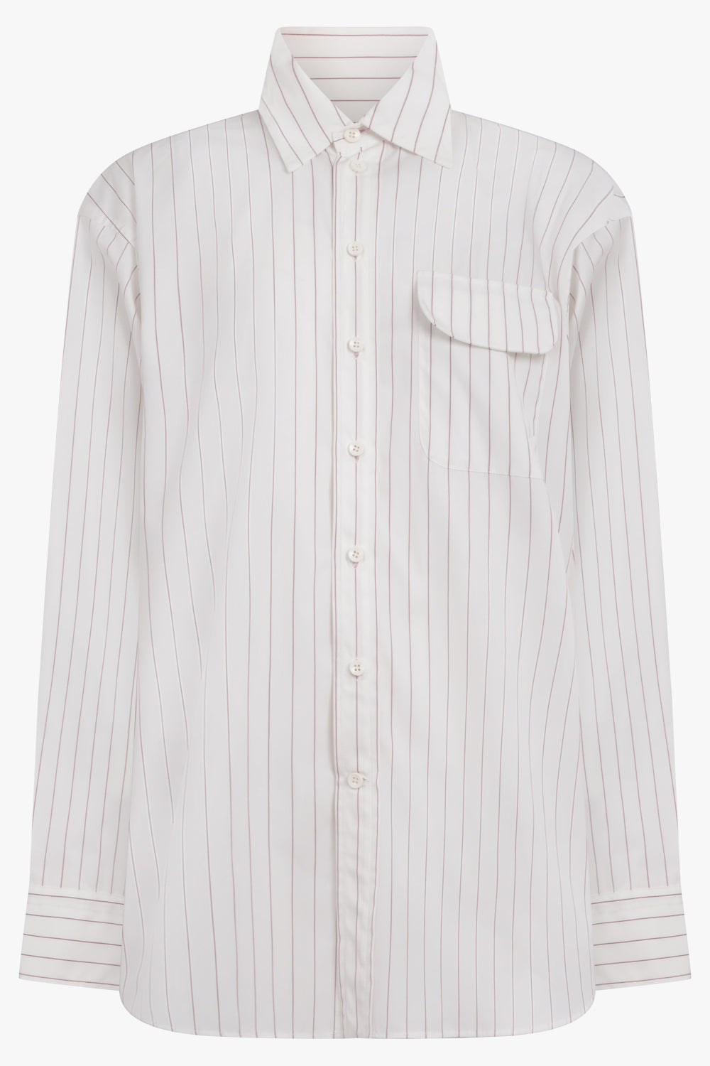 PHOEBE PHILO RTW Upright Collar Shirt | White/Bordeaux