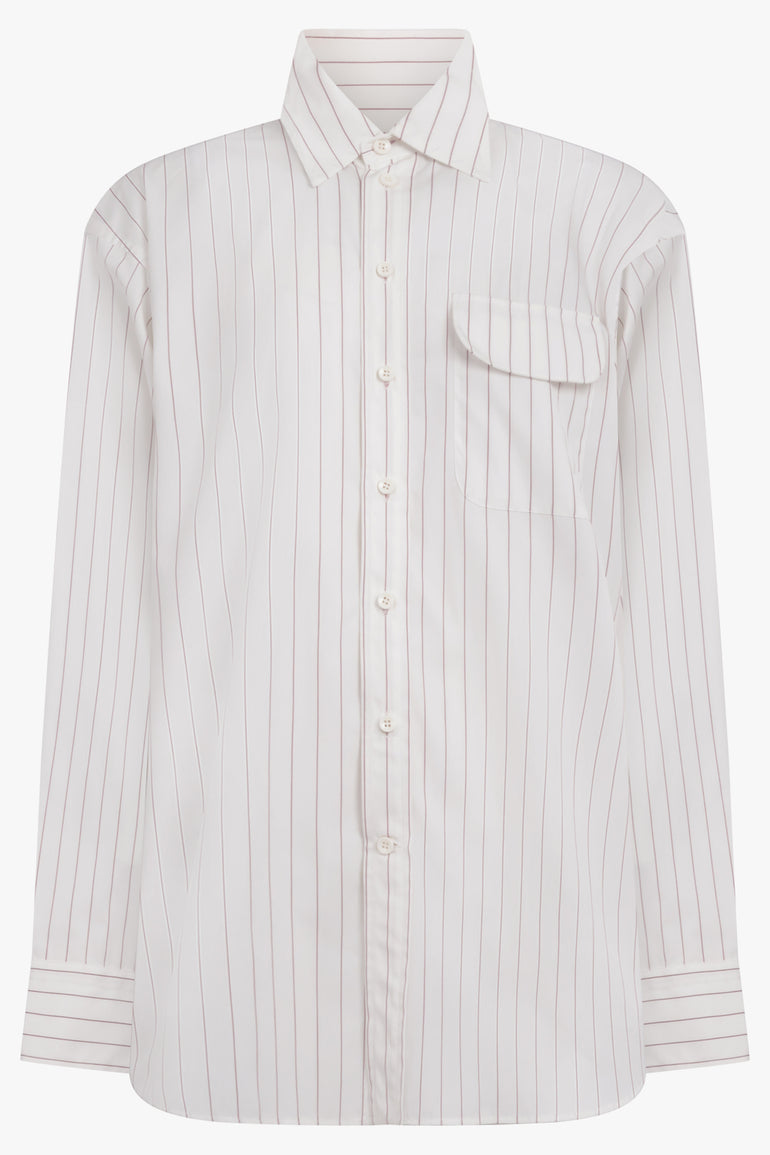 PHOEBE PHILO RTW Upright Collar Shirt | White/Bordeaux