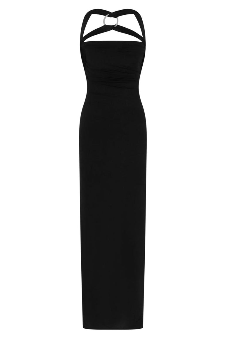 THE ATTICO DRESSES GINNIE SECOND SKIN LONG DRESS | BLACK