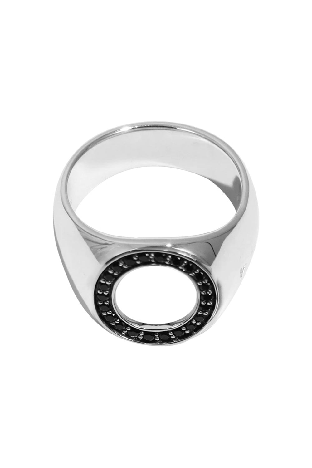 TOM WOOD JEWELLERY OPEN OVAL RING BLACK SPINEL SILVER