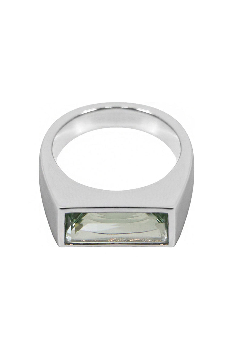 TOM WOOD JEWELLERY PEAKY RING GREEN QUARTZ SILVER