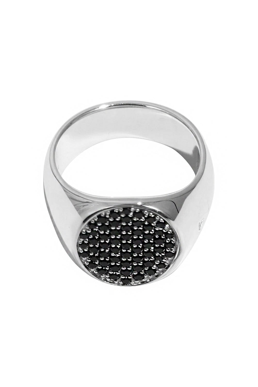 TOM WOOD JEWELLERY PINKIE OVAL RING BLACK SPINEL SILVER