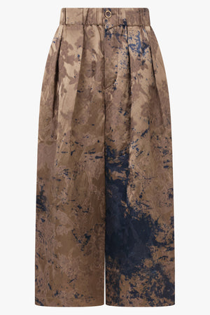 Poetic Floral Jacquard Wide Leg Pant | Brown/Blue