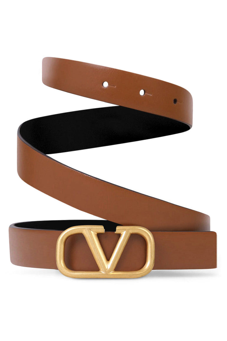 VALENTINO V RING 20MM REVERSIBLE BELT SELLERIA BLACK PARLOUR X