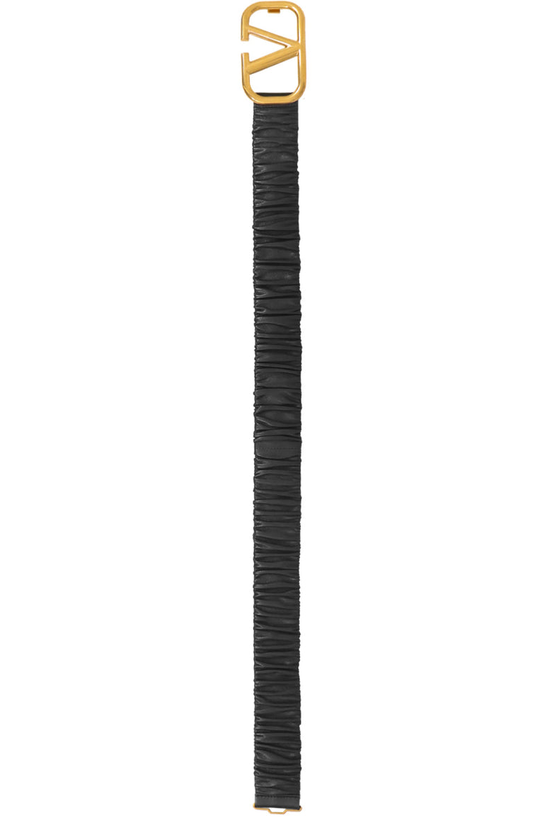 VALENTINO ACCESSORIES V RING ELASTIC RUCHED BELT 4CM BLACK