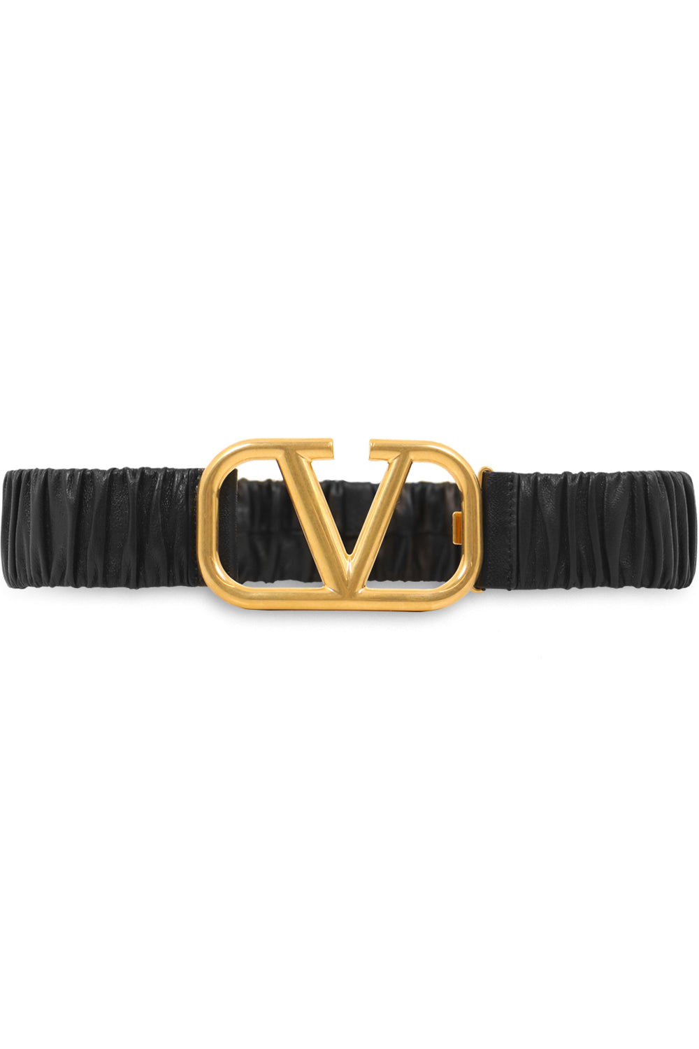 VALENTINO ACCESSORIES V RING ELASTIC RUCHED BELT 4CM BLACK