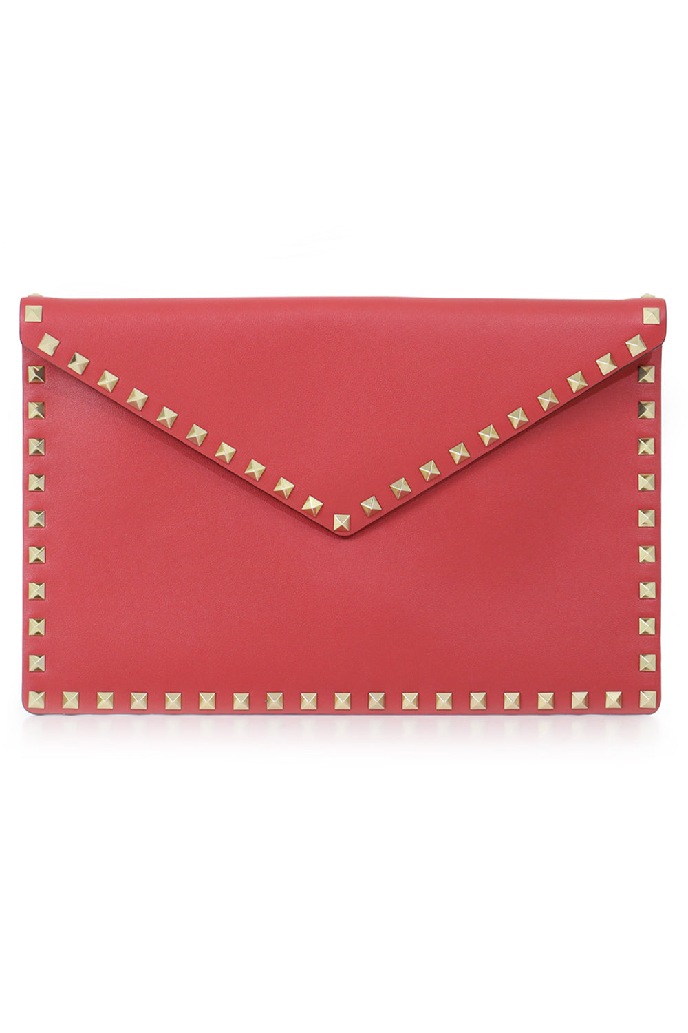 VALENTINO BAGS PINK ROCKSTUD ENVELOPE POUCH SMOOTH LEATHER ROCK PINK