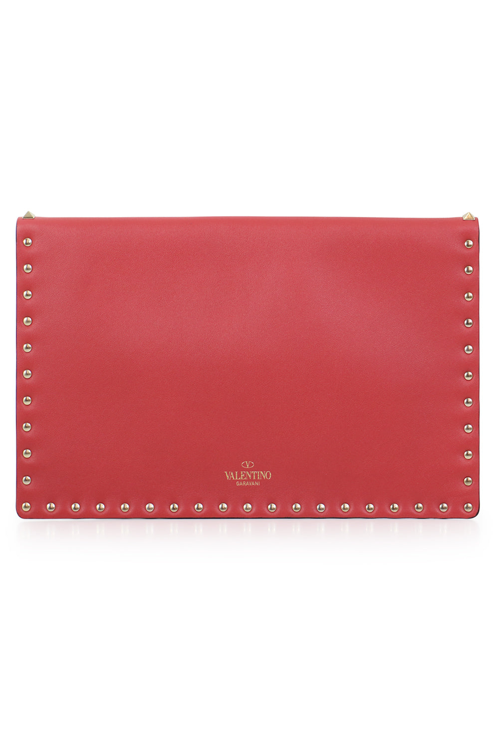 VALENTINO BAGS PINK ROCKSTUD ENVELOPE POUCH SMOOTH LEATHER ROCK PINK