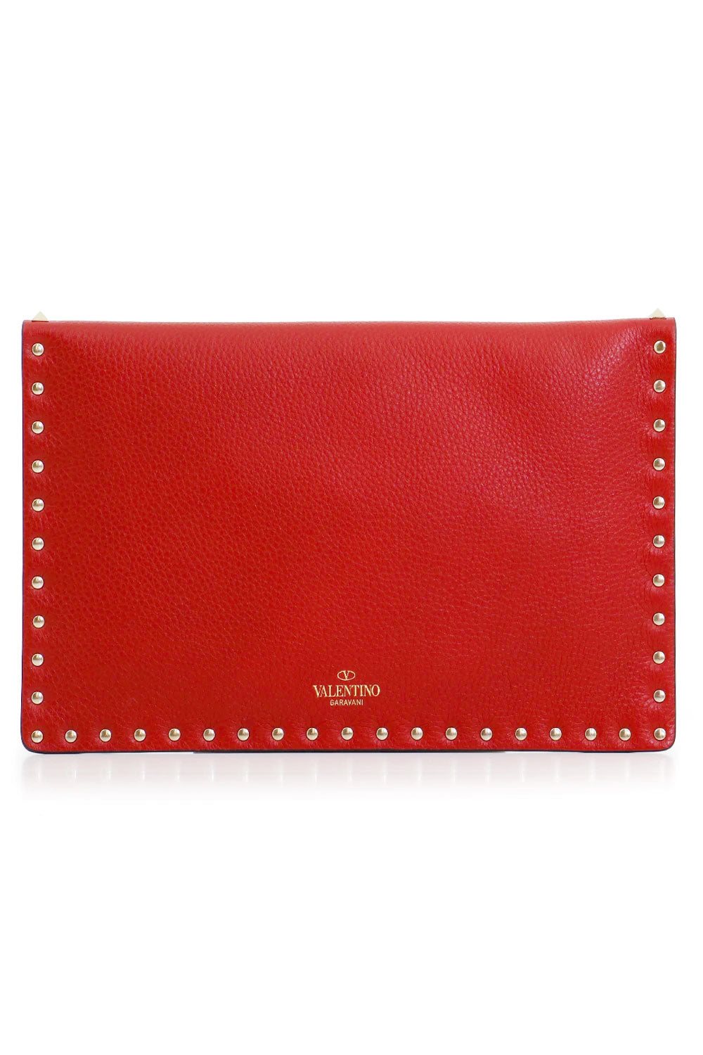 VALENTINO BAGS RED ROCKSTUD LARGE POUCH GRAINED | ROUGE PUR