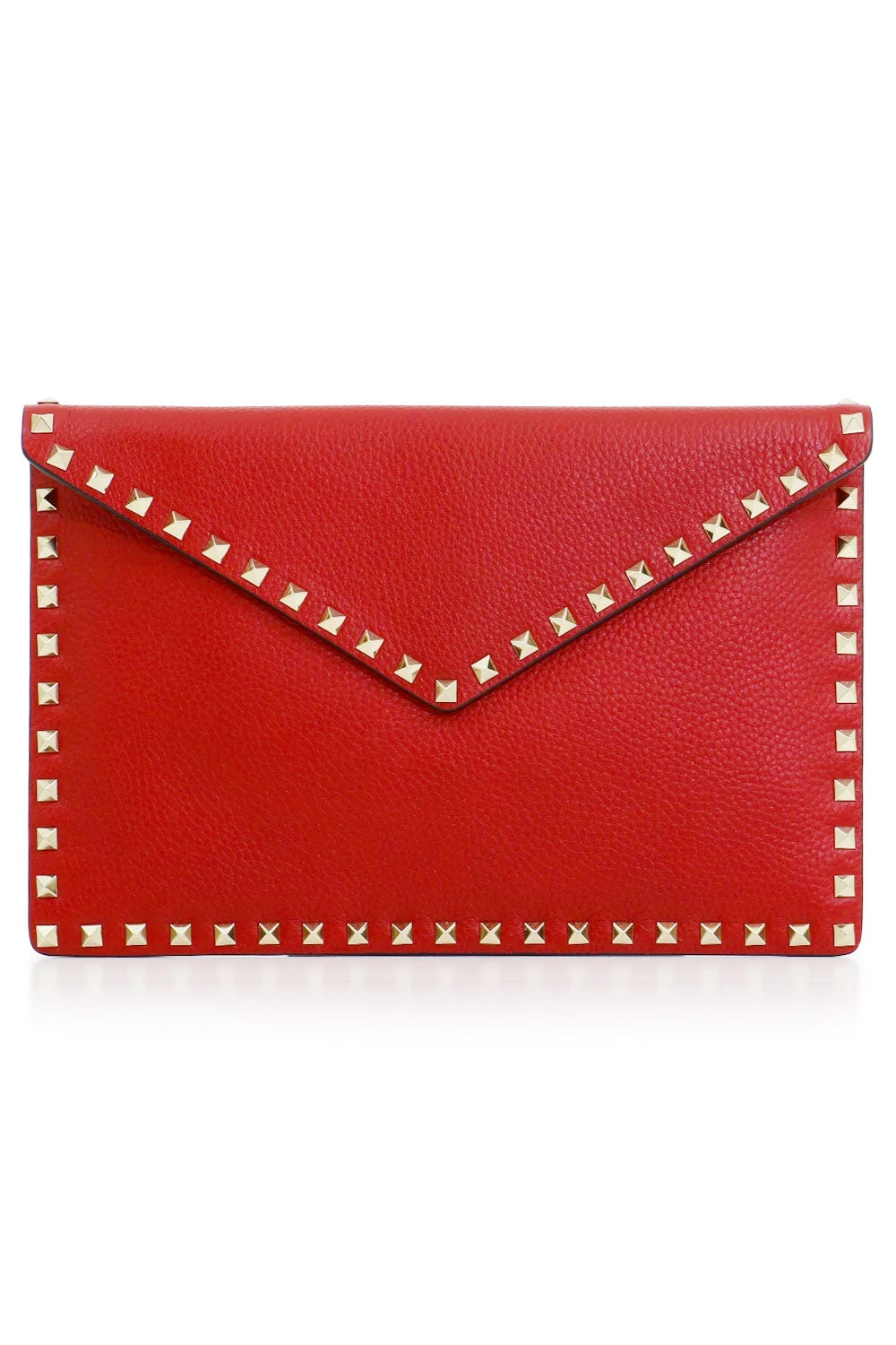 VALENTINO BAGS RED ROCKSTUD LARGE POUCH GRAINED | ROUGE PUR