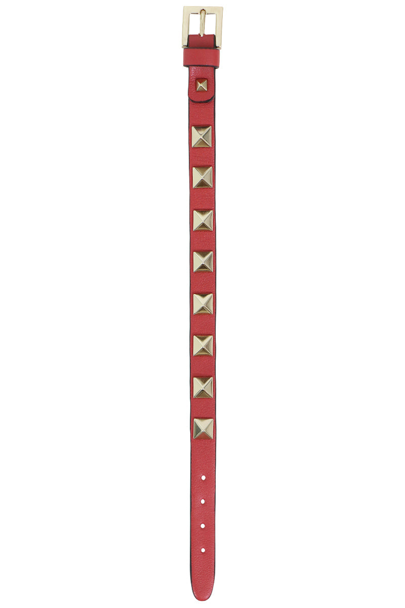 VALENTINO BAGS PINK ROCKSTUD LEATHER CUFF ROCK PINK