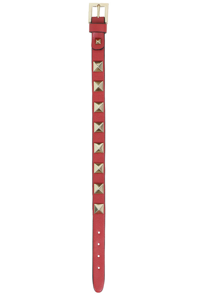 VALENTINO BAGS PINK ROCKSTUD LEATHER CUFF ROCK PINK