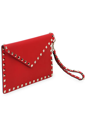 VALENTINO BAGS RED ROCKSTUD MEDIUM POUCH GRAINED | RED