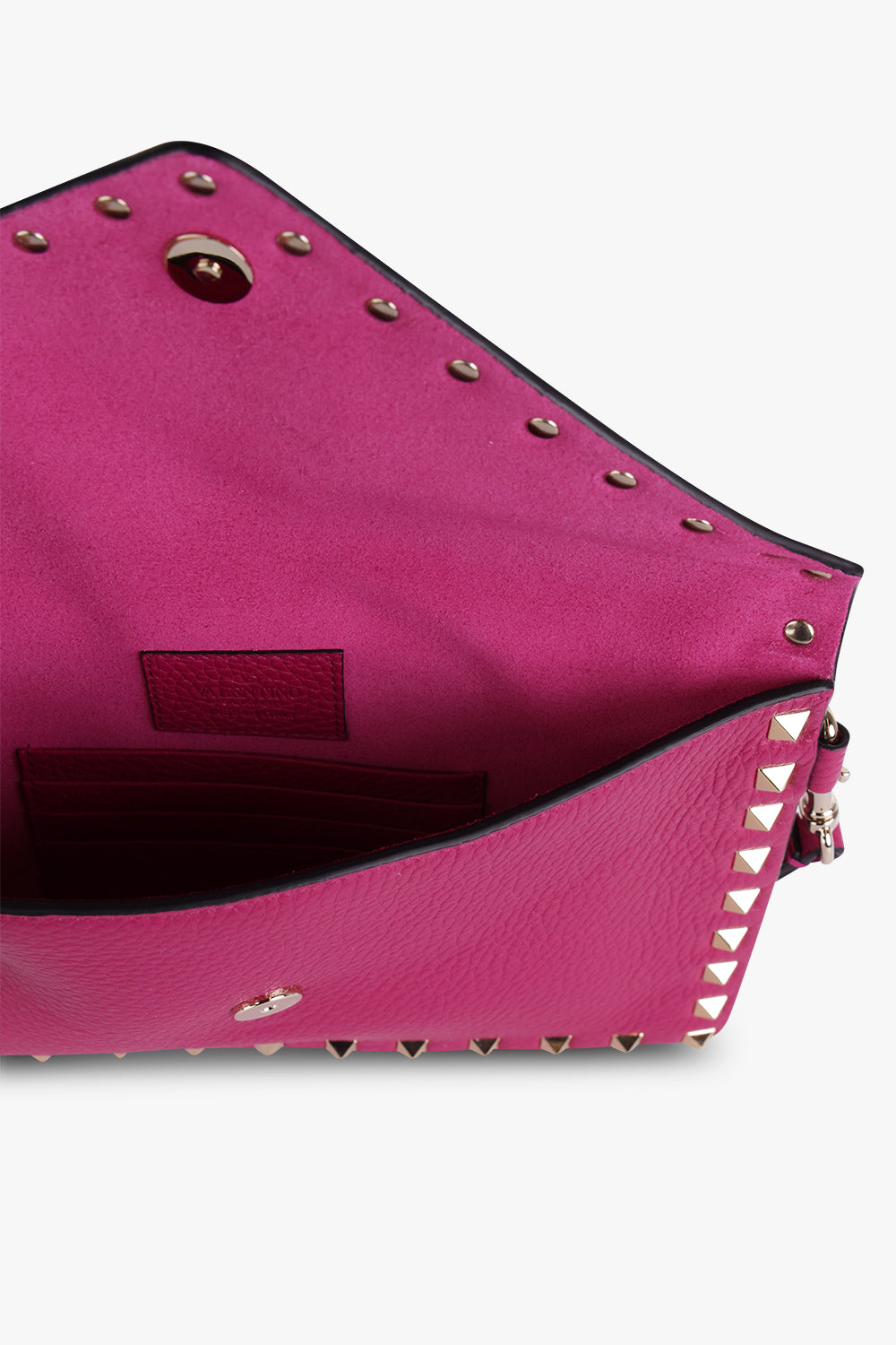 Valentino Garavani Pink Rockstud Large Leather Envelope Clutch Bag In Rosa