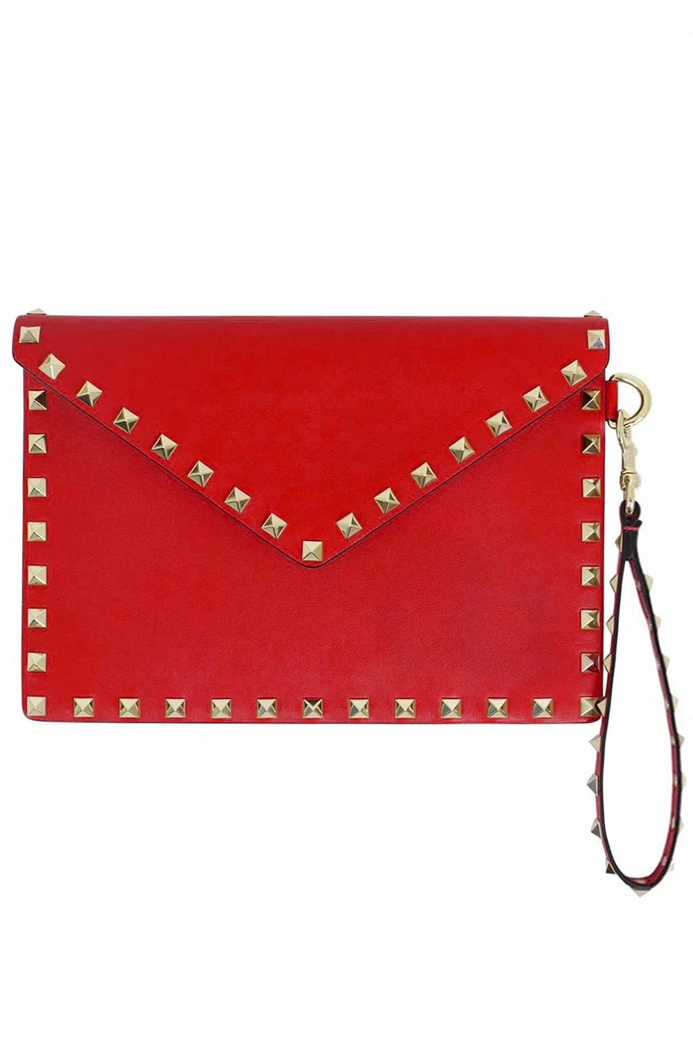 VALENTINO BAGS RED ROCKSTUD MEDIUM POUCH SMOOTH ROUGE PUR