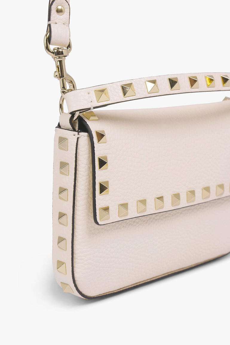 VALENTINO BAGS WHITE ROCKSTUD POUCH | LIGHT IVORY