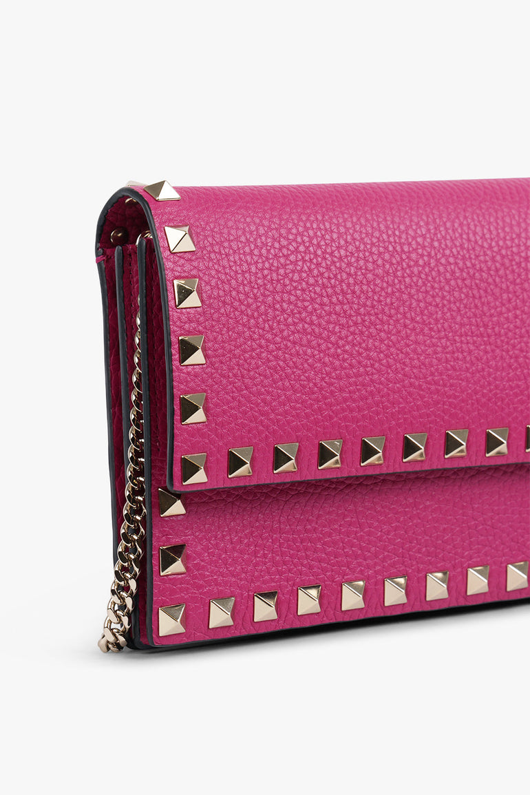 VALENTINO BAGS PURPLE ROCKSTUD WALLET ON CHAIN | ROSE VIOLET