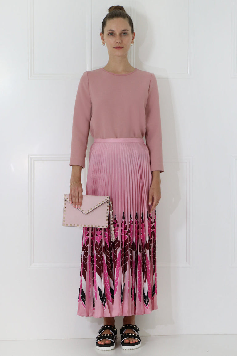 VALENTINO BAGS PINK SMALL ROCKSTUD ENVELOPE POUCH GRAINED LEATHER ROSE QUARTZ