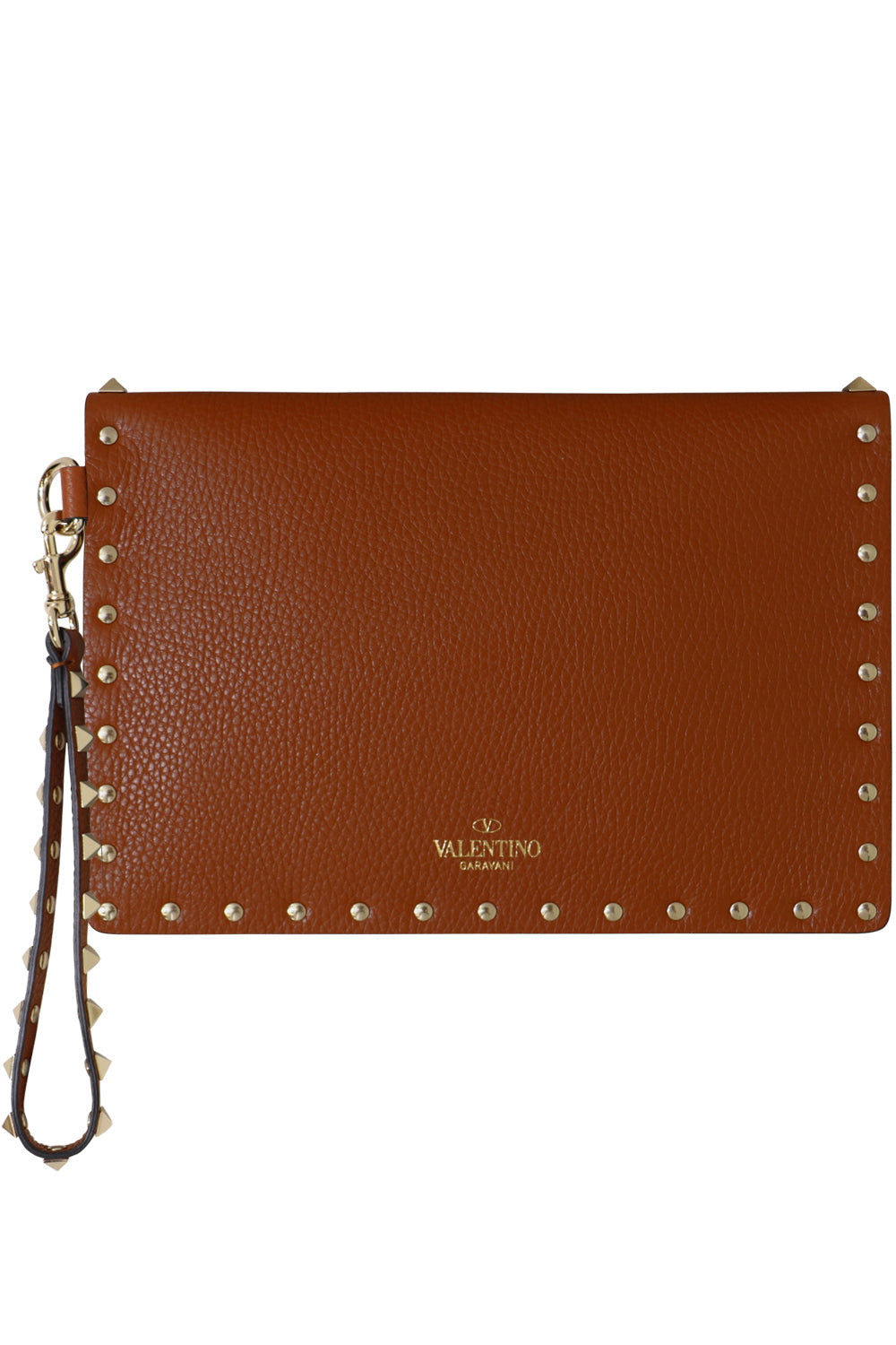 VALENTINO BAGS SMALL ROCKSTUD ENVELOPE POUCH GRAINED LEATHER SELLERIA