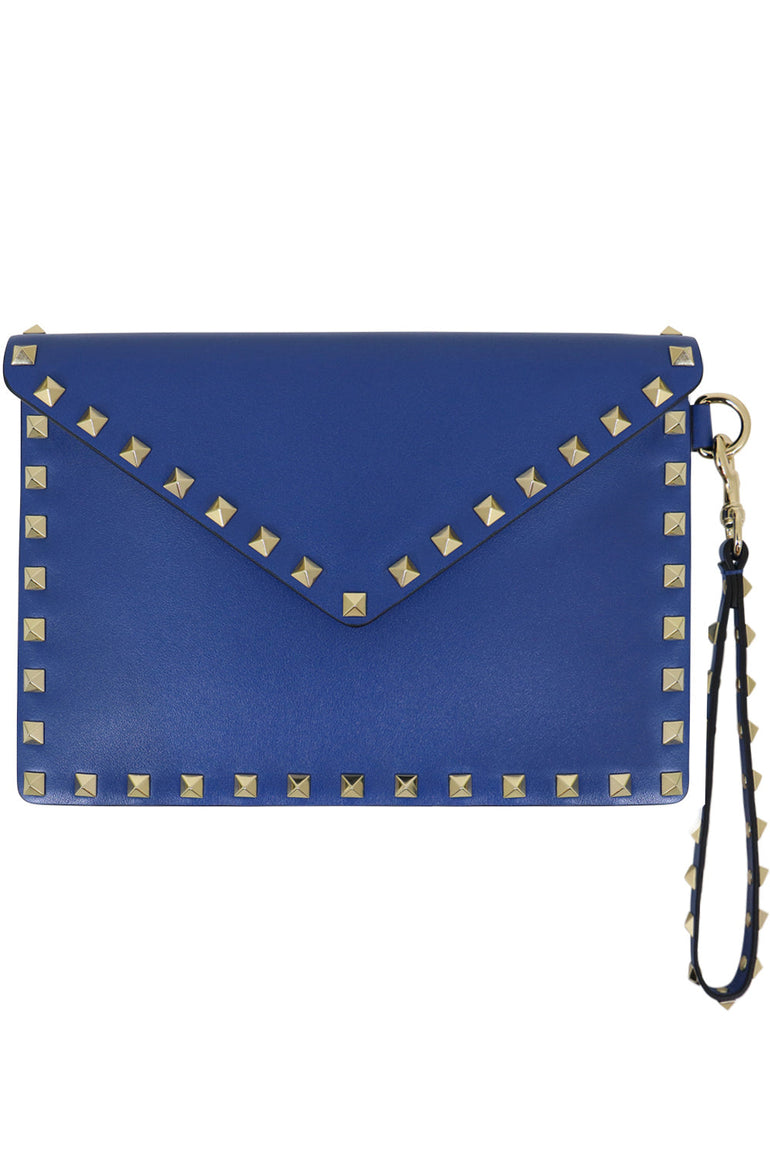 VALENTINO BAGS SMALL ROCKSTUD ENVELOPE POUCH SMOOTH LEATHER BALTIQUE