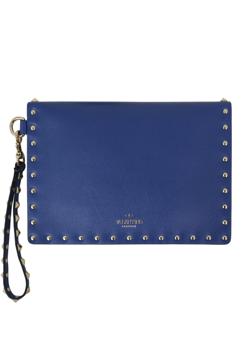 VALENTINO BAGS SMALL ROCKSTUD ENVELOPE POUCH SMOOTH LEATHER BALTIQUE