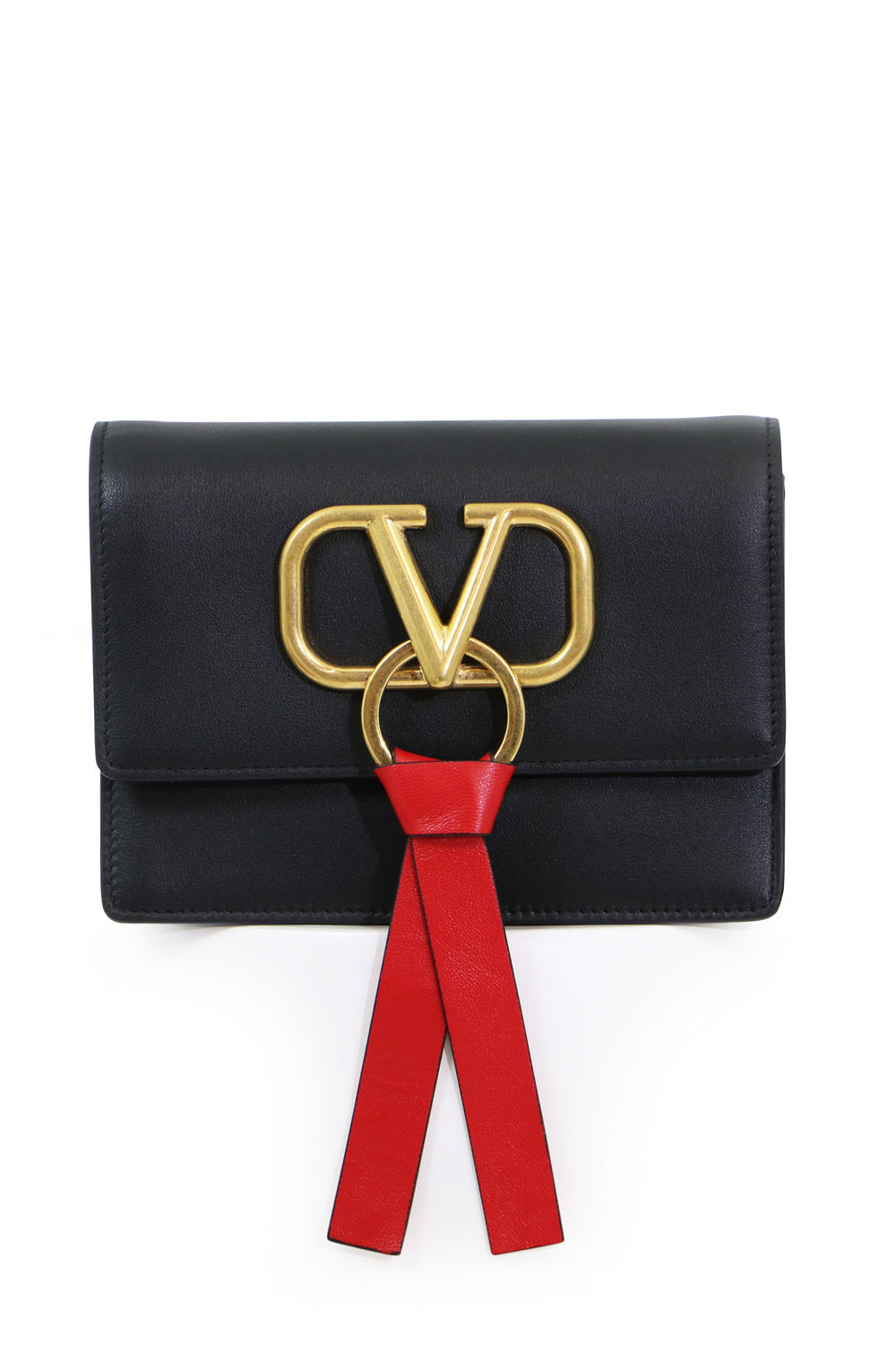 VALENTINO BAGS BLACK V RING CROSSBODY BAG BLACK