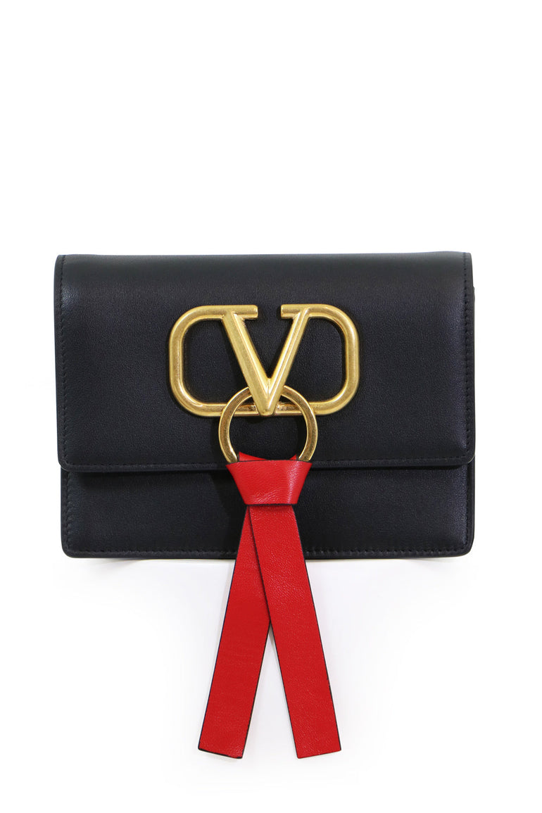 VALENTINO BAGS BLACK V RING CROSSBODY BAG BLACK