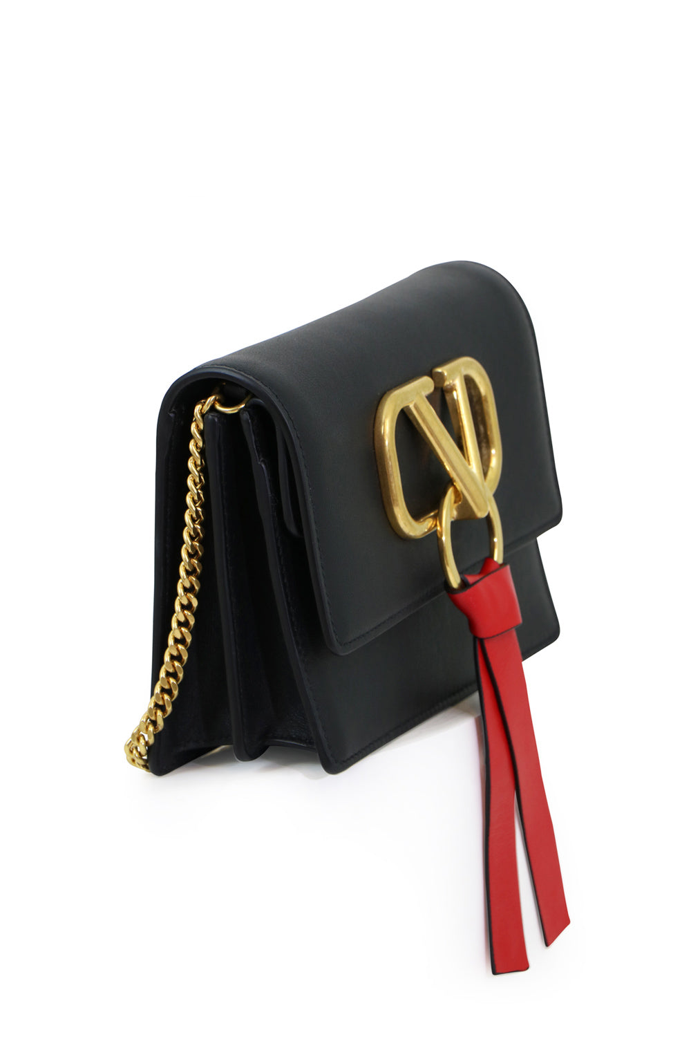 VALENTINO BAGS BLACK V RING CROSSBODY BAG BLACK
