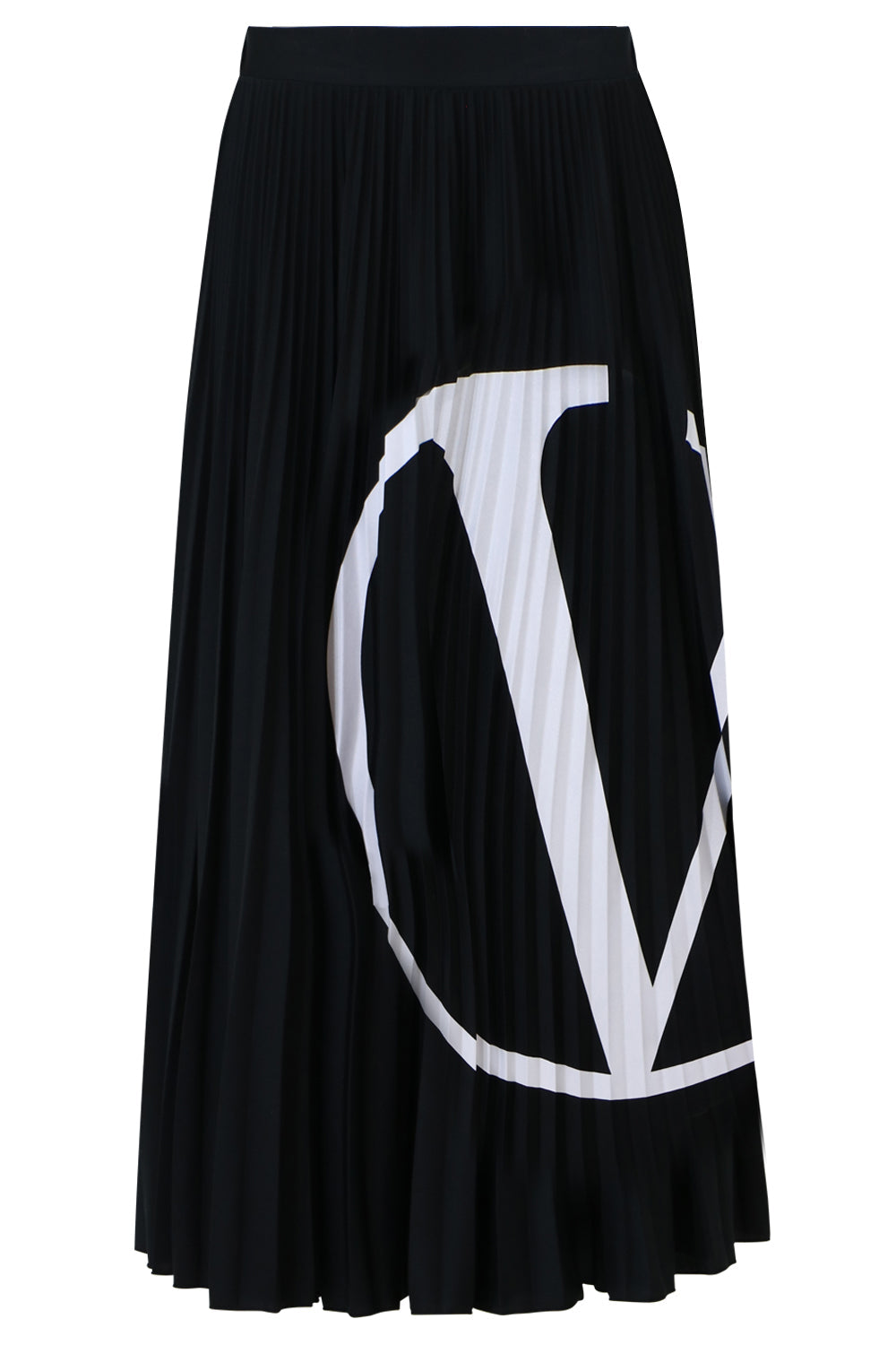 VALENTINO RTW LOGO PLEATED SKIRT BLACK/WHITE