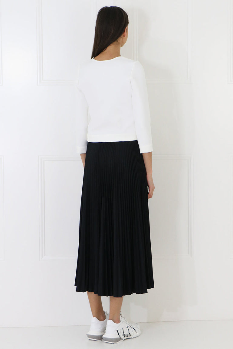 VALENTINO RTW LOGO PLEATED SKIRT BLACK/WHITE