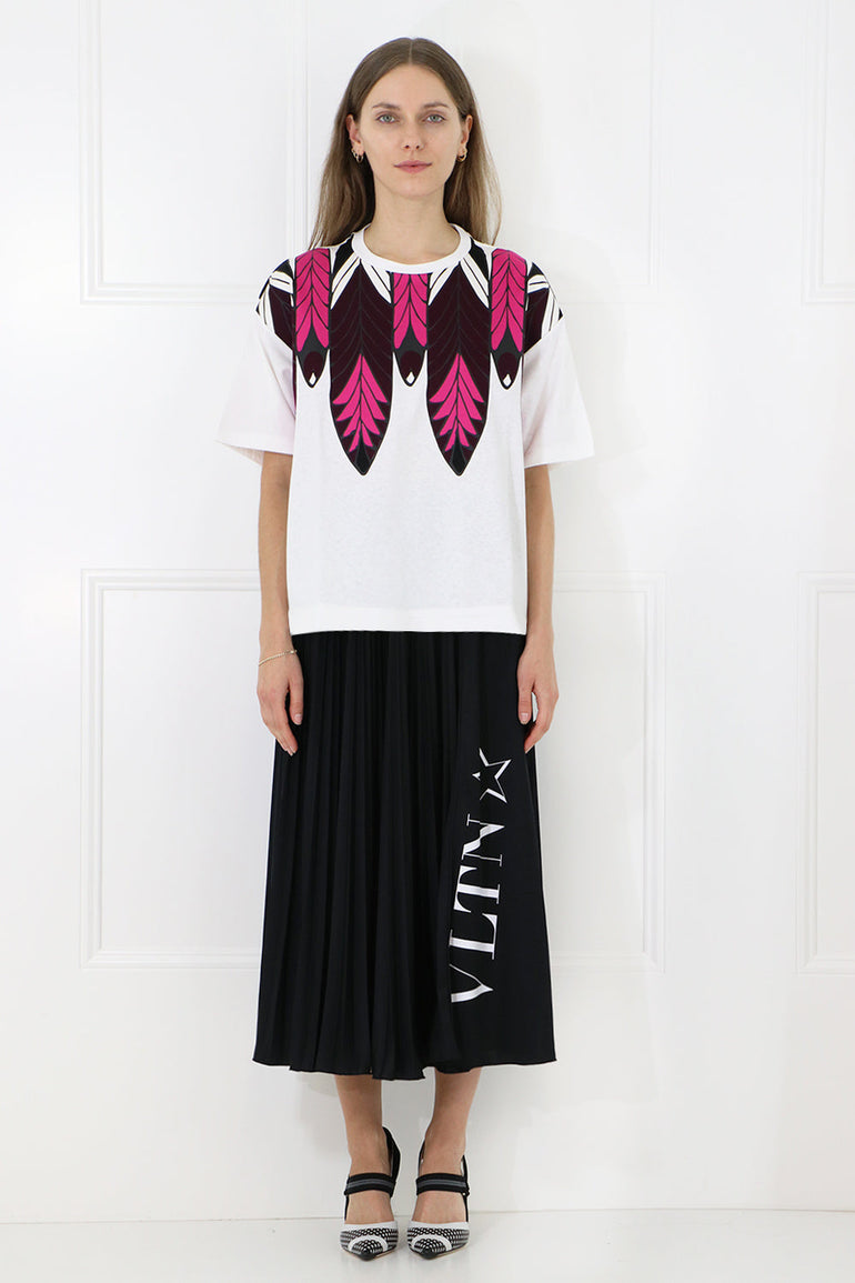 VALENTINO RTW PLISSE LOGO SKIRT BLACK/WHITE