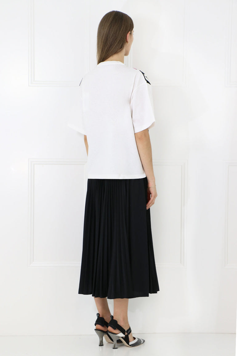 VALENTINO RTW PLISSE LOGO SKIRT BLACK/WHITE