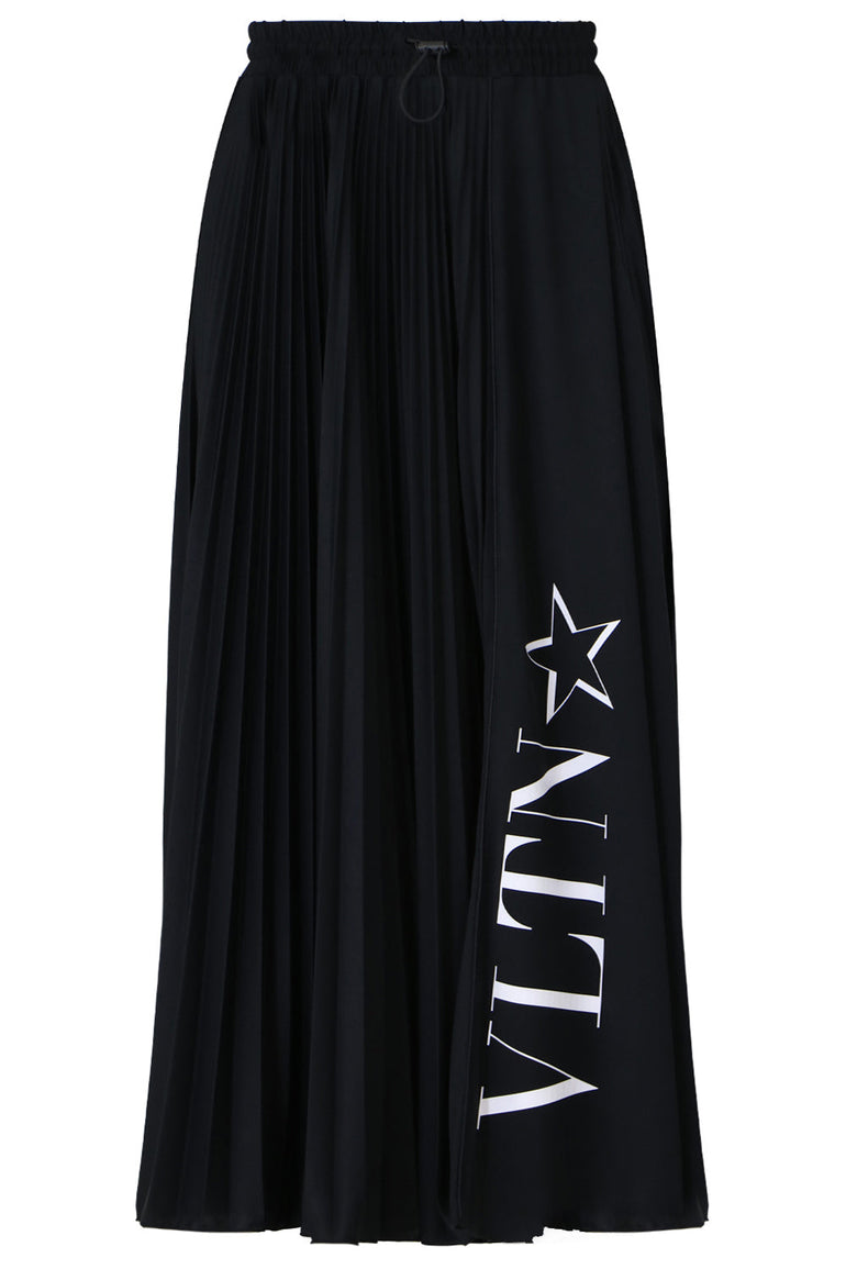 VALENTINO RTW PLISSE LOGO SKIRT BLACK/WHITE