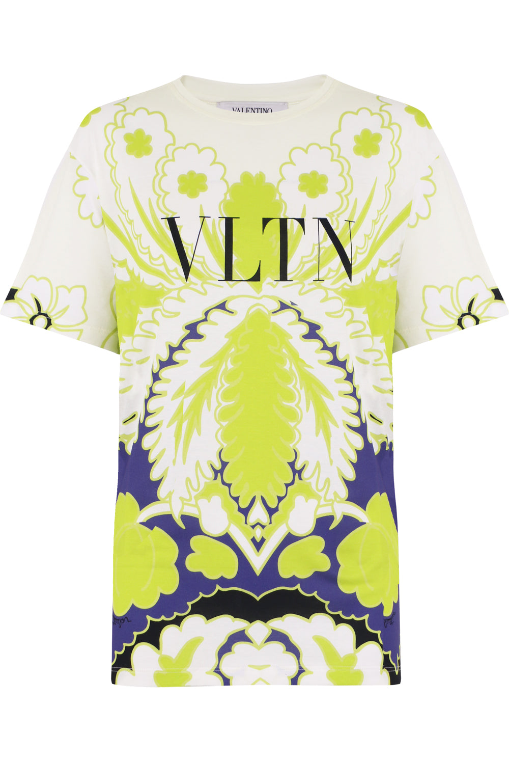 VALENTINO RTW TROPICAL PRINT T-SHIRT S/S LIME