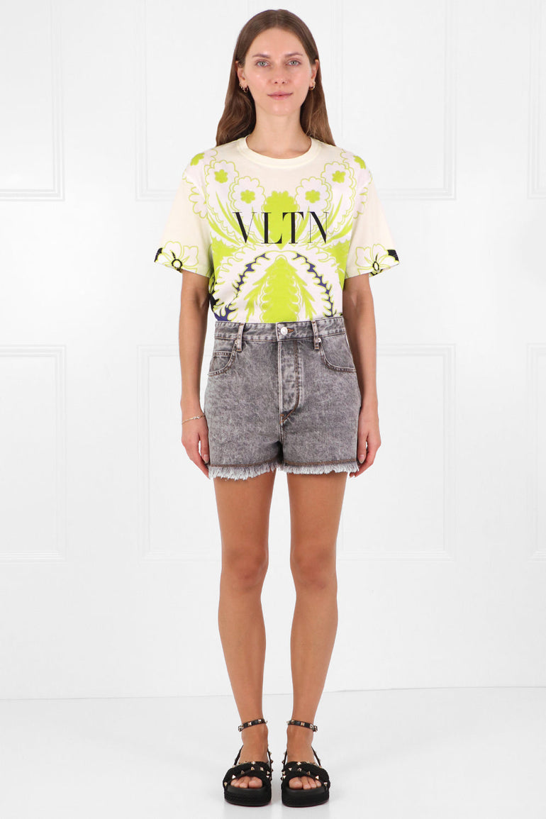VALENTINO RTW TROPICAL PRINT T-SHIRT S/S LIME