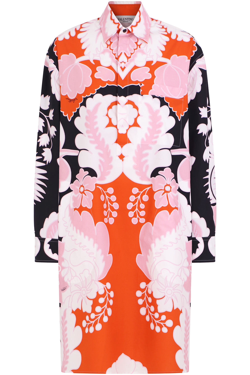 VALENTINO RTW TROPICAL PRINT TUNIC BLACK/PINK