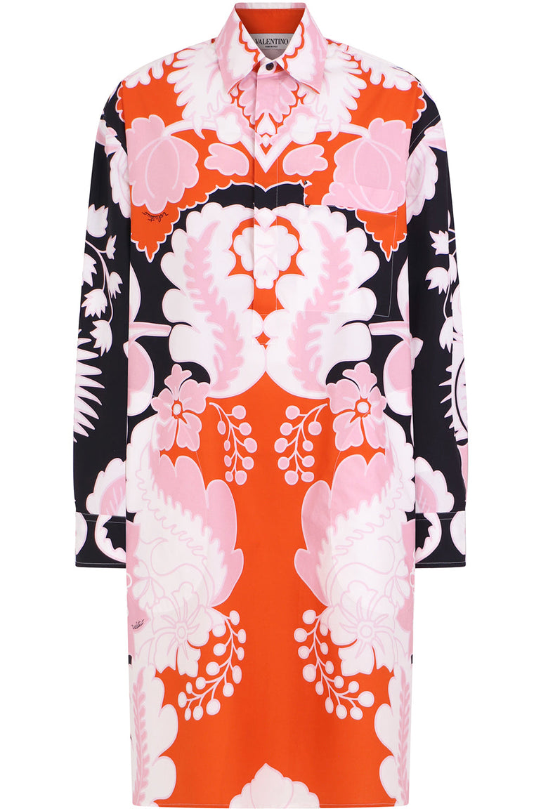 VALENTINO RTW TROPICAL PRINT TUNIC BLACK/PINK