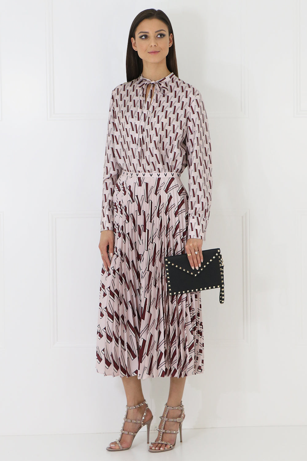 VALENTINO RTW V LOGO BLOUSE L/S POUDRE