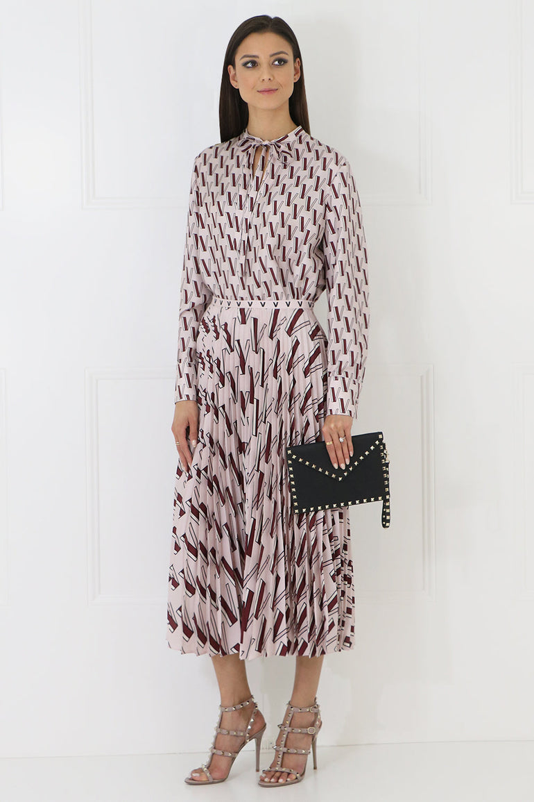 VALENTINO RTW V LOGO BLOUSE L/S POUDRE