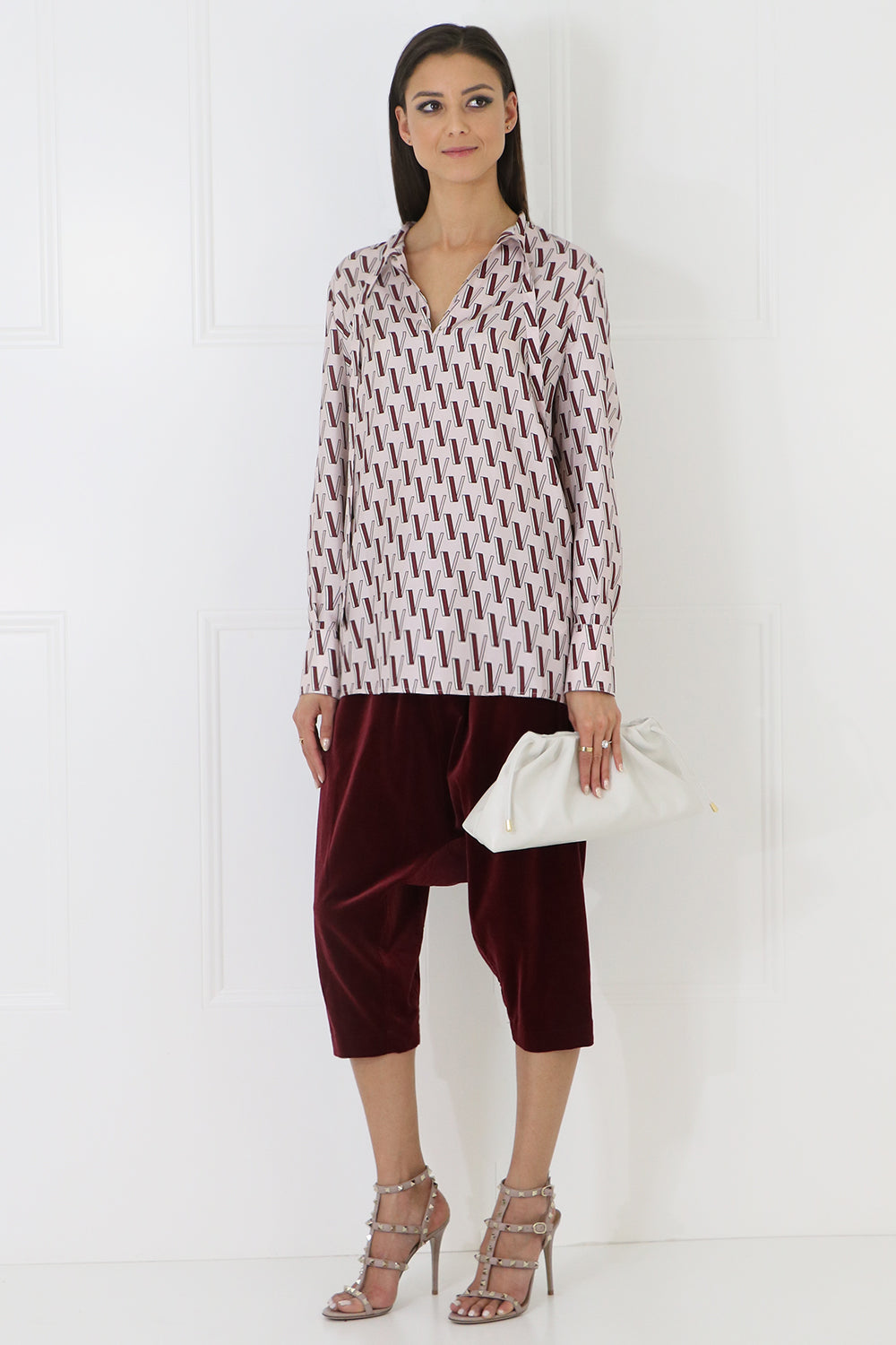 VALENTINO RTW V LOGO BLOUSE L/S POUDRE