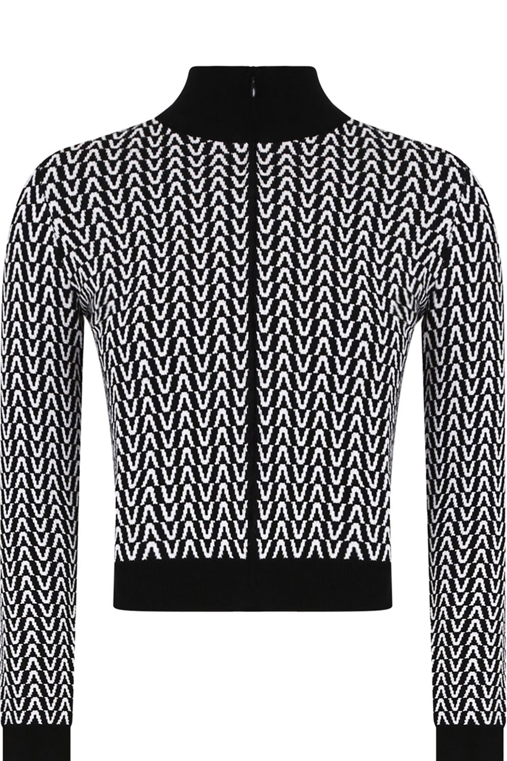 VALENTINO RTW V LOGO CROPPED KNIT CARDIGAN L/S BLACK