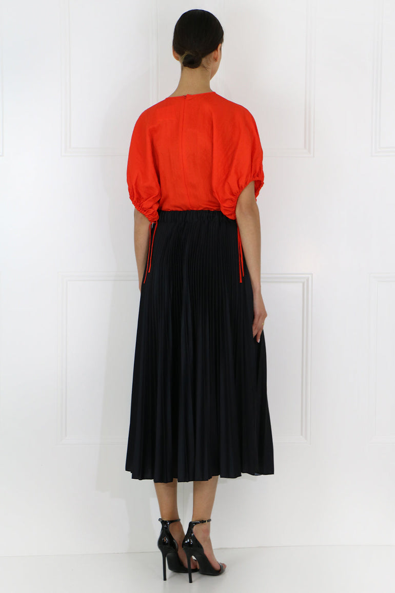VALENTINO RTW X UNDERCOVER BUTTERFLY PRINT PLEATED SKIRT BLACK