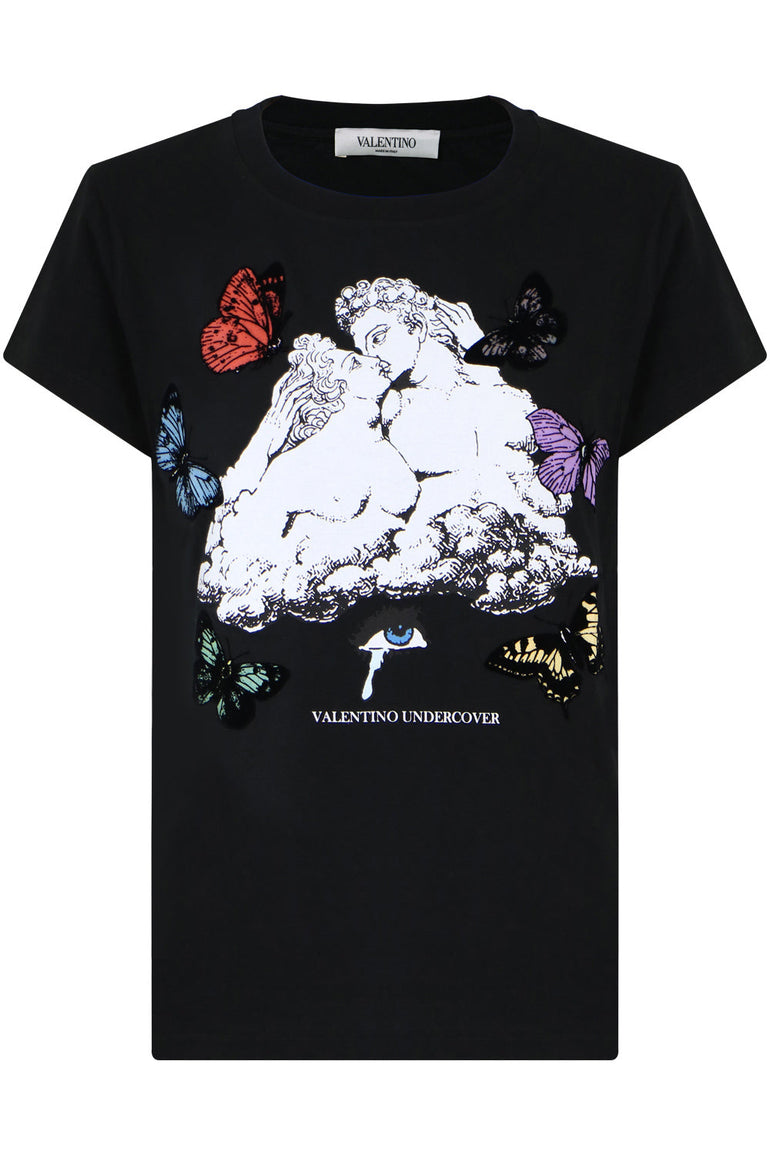VALENTINO RTW X UNDERCOVER BUTTERFLY T-SHIRT S/S BLACK