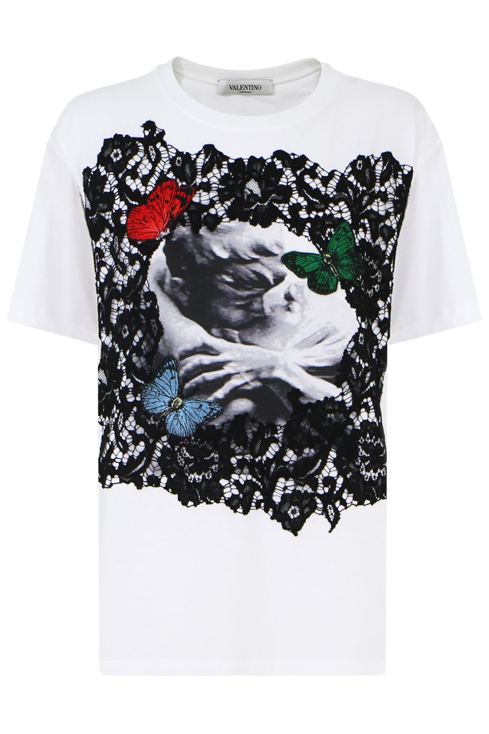 VALENTINO RTW X UNDERCOVER LACE BUTTERFLY T-SHIRT S/S WHITE