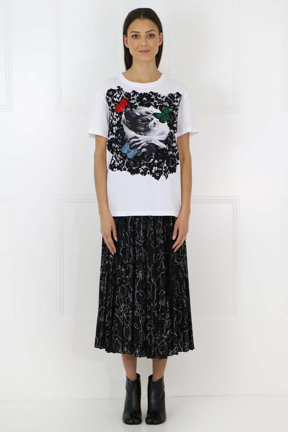 VALENTINO RTW X UNDERCOVER LACE BUTTERFLY T-SHIRT S/S WHITE